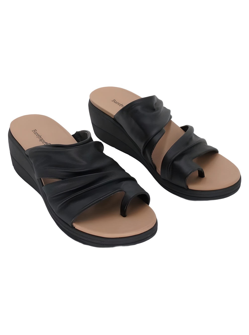 Baretraps Erla Ruched Toe Loop Slip On Sandals Black Size 9M